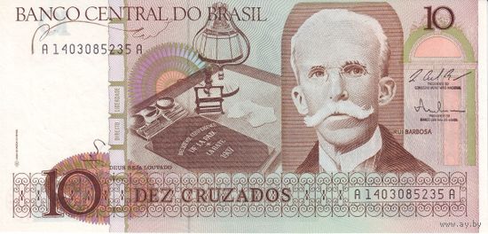 Бразилия 10 крузадо образца 1986-1987 года UNC p209b