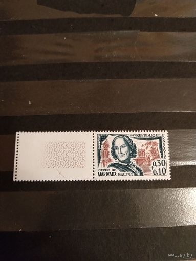 1963 Франция персоналии чистая клей MNH** с купоном и интересной разновидностью на нем (1-л1)