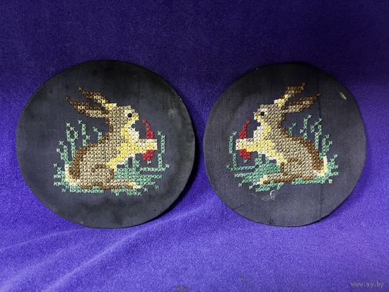 Вышивка заяц с морковкой ссср