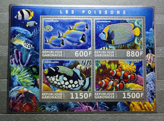 Габон 2017 Морская Фауна Рыбы MNH лист 4 марки