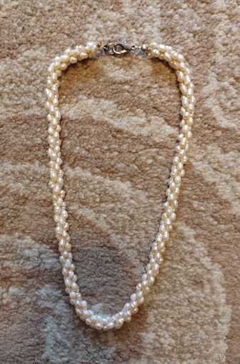 Колье из натурального речного жемчуга. Размеры на фото