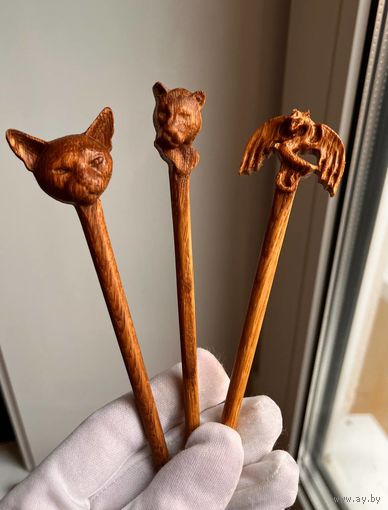Шпилька, заколка Дракон, кот Сфинкс, Львица Дуб Цена за 1