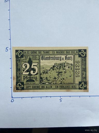 Нодгельд 25 пфеннигов Глауфенбург и Харц. Веймарская республика - 0202