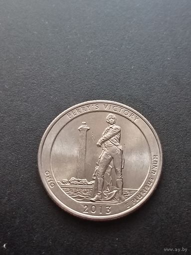 США 25 центов 2013 г. D - Победа Перри и Международный мемориал мира.