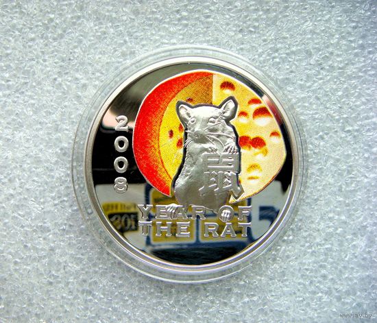 1 доллар 2007. Ниуэ. Восточный календарь. 2008 Год Крысы. Мышь с сыром. Серебро 925