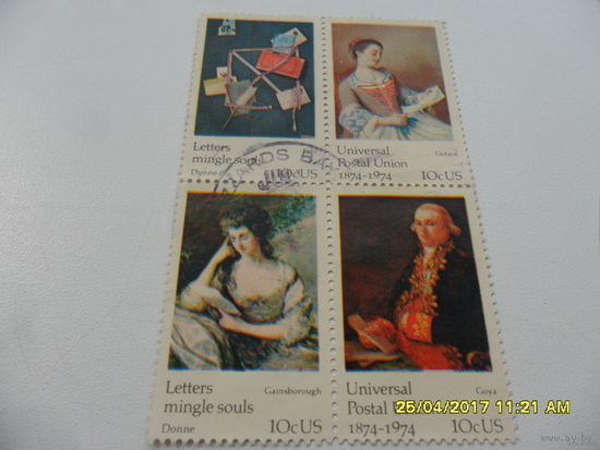 Марка США - сцепка из 4-х марок, из коллекции