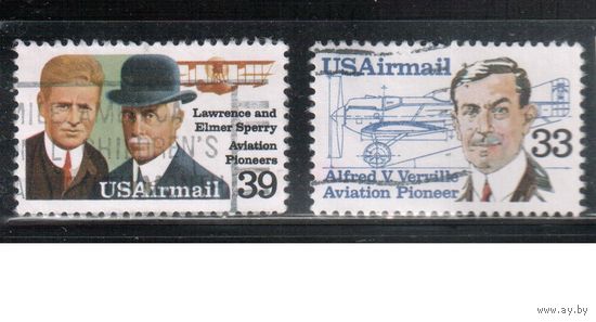 США-1985, (Мих.1725-1726),  гаш., История авиации, Самолеты (полная серия)(1)