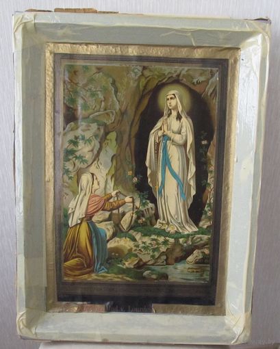 Все лоты с рубля.Икона католическая,явление Девы Марии в Лурде. Литография.19 в.-нач.20-го.в.в.