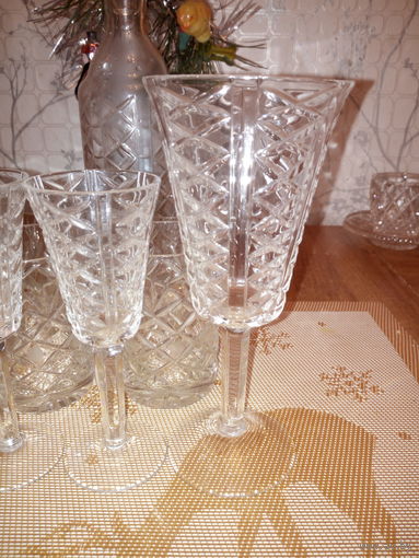 3 РЮМКИ+БОКАЛ ХРУСТАЛЬ