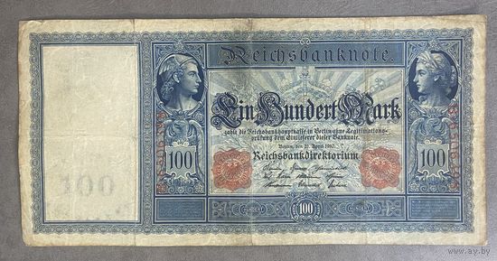 Банкнота 100 марок 1910 год. Красная печать. Германская империя