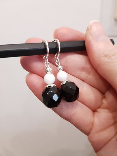 Лот С 1 РУБЛЯ! много лотов! Серьги из агата и чешского стекла, Чехия