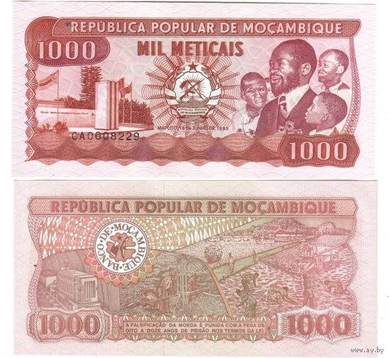 Мозамбик 1000 метикал образца 1989 года UNC p132c