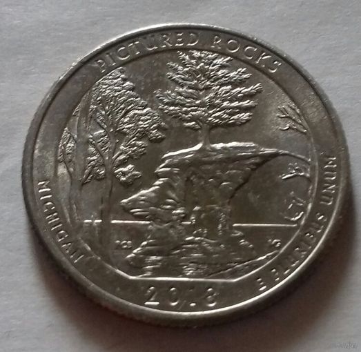 25 центов, квотер США, побережье живописных камней, штат Мичиган, P  D