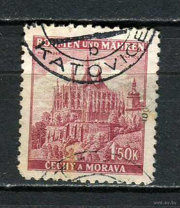 Богемия и Моравия - 1941/1942 - Куттенберг  1,50K - [Mi.69] - 1 марка. Гашеная.  (Лот 21HD)-T4P3
