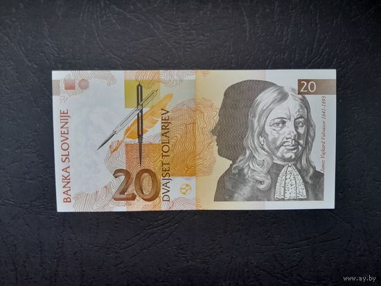 20 толаров 1992 года. Словения. UNC. Распродажа.