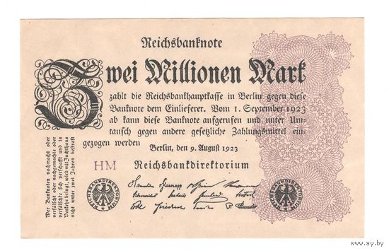 Германия 2000000 марок 1923 года. Состояние UNC!