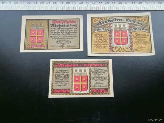 Германия-нотгельд  50 пфеннигов 1 .2 марки 1922  NIEHEIM
