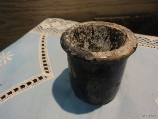 Древняя аптечная ступка. Тяжёлая керамика.. 18 век. Минск. Верхний город. 7х7 см