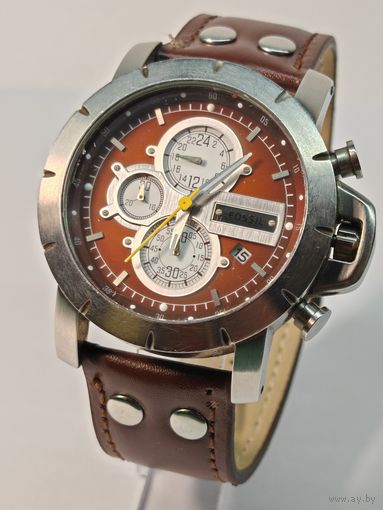 Часы Fossil Хронограф кварц (Miyota). Идут точно! 24 часа. С рубля