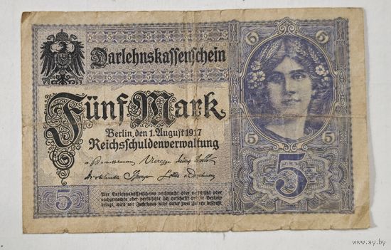 1917 год Германия 5 марок