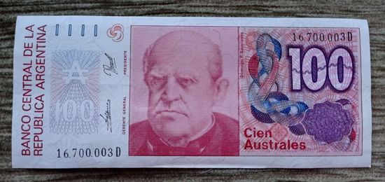 Werty71 Аргентина 100 аустралей 1985 UNC банкнота