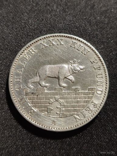 Германия. Анхальт. Талер 1862 А г. Герцог Александр Карл.