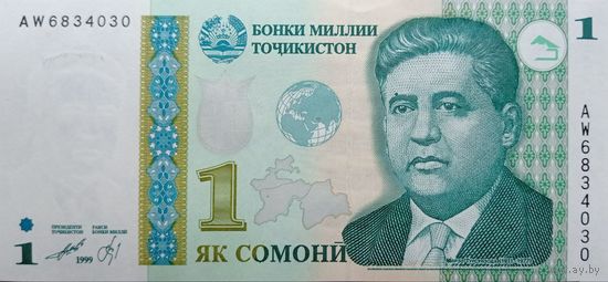 Werty71 Таджикистан 1 сомони 1999 UNC банкнота