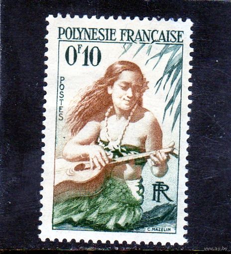Французская Полинезия.Ми-1. Девушка играющая на гитаре.1958.