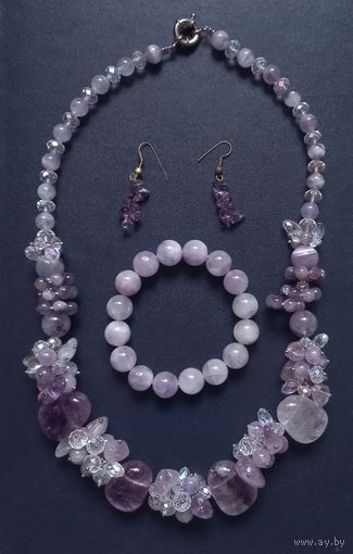 Бусы серьги браслет Аметист бижутерия