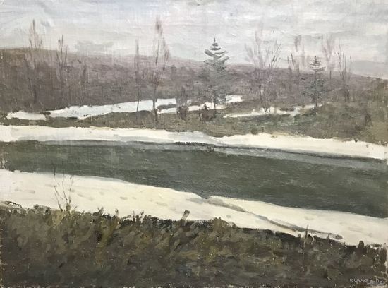 Азгур Г.Г Пейзаж, 51х69 см. Х/М. 1950 г.