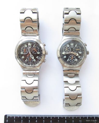 Все лоты с рубля.Часы хронограф Swatch IRONY AG 1998 Chronograph Quartz ,винтаж,цена за пару.