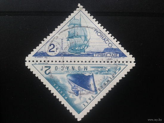 Монако, 1953. Парусный корабль и пассажирское судно, тет-беш