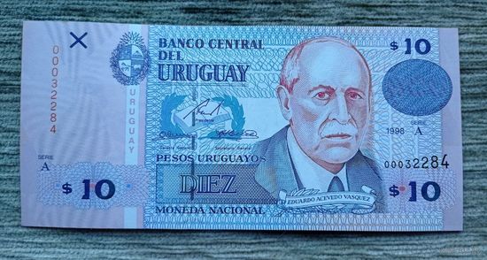 Werty71 Уругвай 10 песо 1998 UNC банкнота