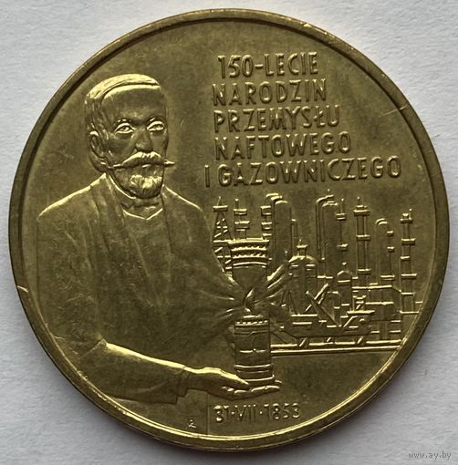 Польша 2 злотых 2003 г. 150 лет нефтяной и газовой промышленности