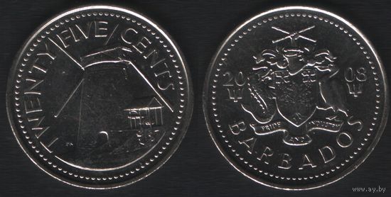 Барбадос km13a 25 центов 2008 год (nf02