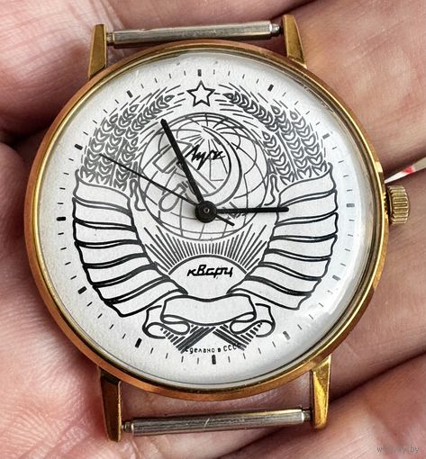 Часы Луч 2356 Герб СССР, большая редкость в таком сохране и с полным комплектом