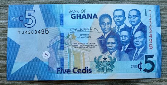Werty71 Гана 5 седи 2019 UNC банкнота
