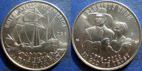 Новинка !!! США. Квотер 2026 г. "Мэйфлауэрское соглашение" Минтмарка D.