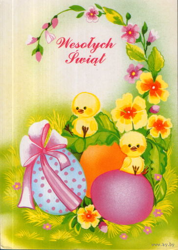 Чистая открытка Польша "Пасха. Цыплята"