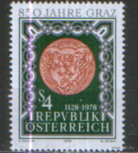 Полная серия из 1 марки 1978г. Австрия "850 лет Грацу" MNH