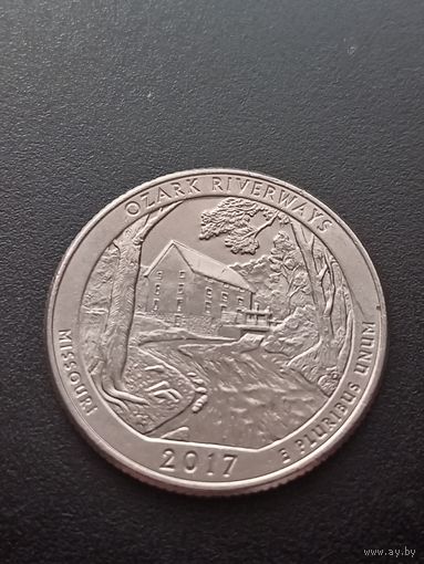 США 25 центов  2017 г. США D - Национальные водные пути Озарк