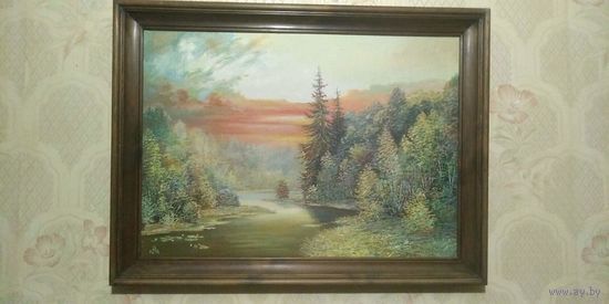 Картина маслом 79 на 59 см конец 90х