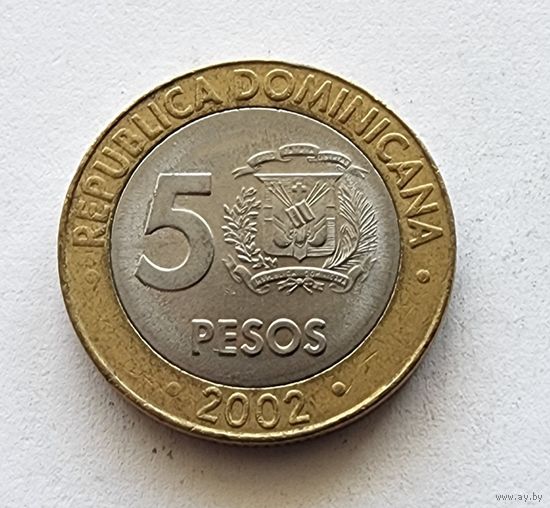 Доминикана 5 песо, 2002
