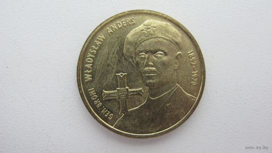 2002 г. Польша . 2 злотых (  110 лет со дня рождения Владислава Андерса. )