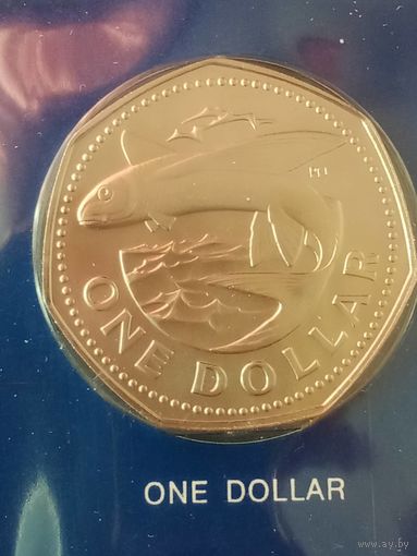 26. Распродажа. Барбадос 1 доллар 1974 г. Редкая!!! Тираж 3 708! Из набора. ВUNC!