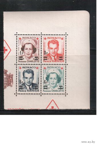 Монако-1951(Мих.451-454)   ** , Красный Крест, Князь Ренье III, Принцесса Шарлотта , Надп.