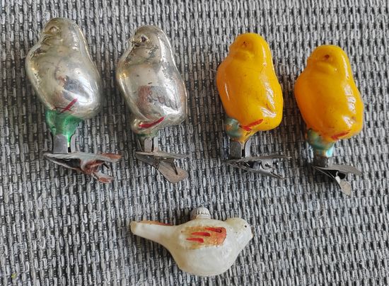 Елочные игрушки. Птички. Птенчики. Цыплята. СССР.