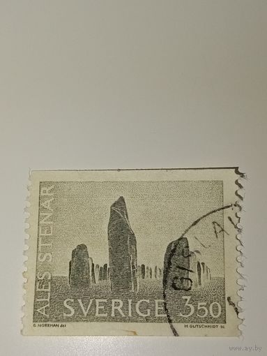 Марка Швеция 1966 год Але-Стенар - это мегалитический памятник в форме корабля