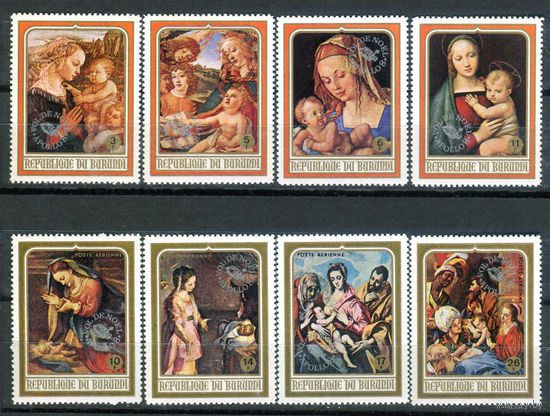 Бурунди - 1969г. - картины, надпечатка Апллон - 8 марок - полная серия, MNH с отпечатками на клее [Mi 472 A - 479 A]. #3-Bu-Z-1-23