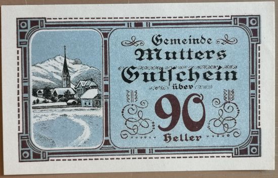 Германия, Австрия 90 геллеров, пфеннигов 1920 г МАТЕРИНСКИЕ ДЕНЬГИ, UNC, редкость-редкость.